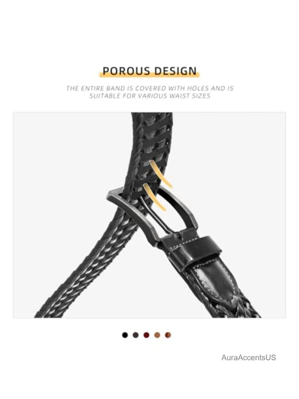 Braided Leather Belt for Men, Fully Adjustable Woven Strap with Metal Buckle